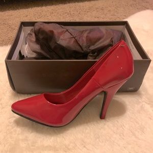 Red patent heels